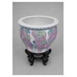 Chinese Porcelain Grapevine Fish Bowl With Stand