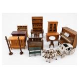 Dollhouse Miniature Furniture & Carriage Set