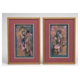 Pair Framed Abstract Mixed Media Artworks