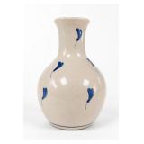 Italian Pottery Blue Floral Ceramic Vase