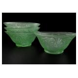 Set of 4 Tiara Chantilly Green Glass Bowls