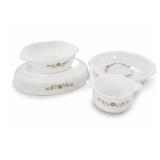 Dynaware Pyr-O-Rey Brown Daisy Milk Glass Set