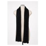 Chanel Black Textured Scarf With Logo