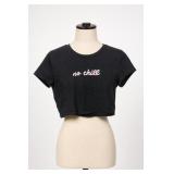 Forever 21 No Chill Black Cropped T-Shirt Size L