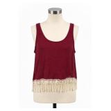 rue21 Burgundy Lace-Fringe Tank Top Size S
