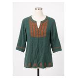 Green Embroidered Tunic Top Med