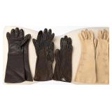 3 Separate Pairs Leather & Fabric Gloves