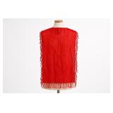 Red Woven Fringe Scarf