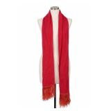 Red Silk Fringed Scarf