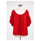 Vince Camuto Red Ruffle Sleeve Blouse Size L