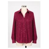 Anthropologie Sequined Long Sleeve Top Size S