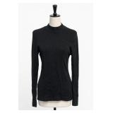 Zara Black Ribbed Mock Neck Top EUR L USA M