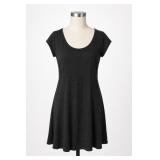 Black Short-Sleeve A-Line Dress