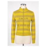 bebe Yellow Striped Zip Cardigan Sweater Size S