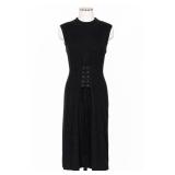 Guess Los Angeles Black Ribbed Lace-Up Dress XL