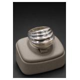 Sterling Silver Modernist Ribbed Dome Ring