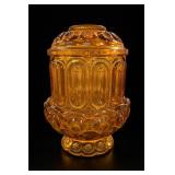 L.E. Smith Moon & Stars Amber Glass Fairy Lamp