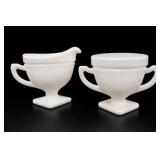 Westmoreland Milk Glass Creamer & Sugar Bowl Set