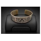 Sterling Silver Hopi Overlay Cuff Bracelet
