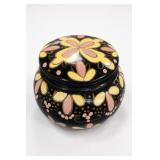 Hand-Painted Floral Wooden Lidded Trinket Box