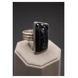 Sterling Silver Black Onyx Ring, Size 11