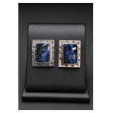 Sterling Silver Sodalite Clip-On Earrings Pair
