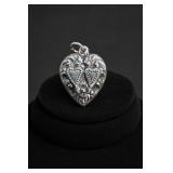 Sterling Silver Double Heart Floral Charm