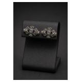 Sterling Silver Geometric Marcasite Drop Earrings