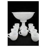 McKee Concord Milk Glass Punch Bowl Set