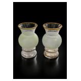 Bartlett Collins Green Frosted Glass Vases Set/2