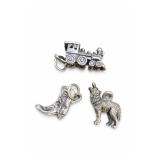 Sterling Silver Train, Boot & Dog Charm Lot