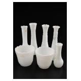 Vintage Milk Glass Vase Set