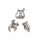 Sterling Silver Western Charm Lot, 3 Pieces