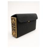 Nima Black Evening Clutch With Gold-Tone Panels