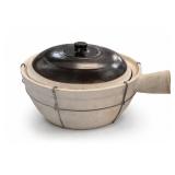 Glazed Clay Cooking Pot With Lid & Wire Frame