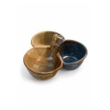 Handmade Pottery Triple Bowl Condiment Server