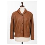 Brown 100% Leather Button-Front Jacket