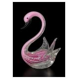 Murano Pink & Clear Art Glass Swan