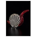 Murano Art Glass Snail Sculpture, Red & Black