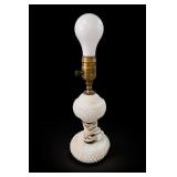 White Milk Glass Hobnail Table Lamp