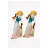 Occupied Japan Porcelain Lady Figurines, Pair
