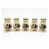 Vintage Rooster Ceramic Spice Shaker Set, 5-Piece