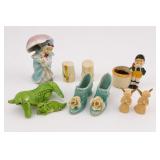 Vintage Ceramic Figurines, Planter & Shoes
