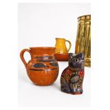 Three-Piece Decorative Pottery Pitcher Set