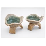 Handmade Pottery Footed Bowls / Vessel
