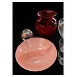 Melmac Pink Divided Serving Bowl