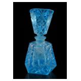 Blue Glass Perfume Bottle With Stopper