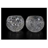 Pair Cut Crystal Rose Bowls