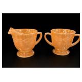 Fire King Peach Luster Creamer & Sugar Set