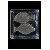 Swedish Glass Fish Paperweight, Two Fish